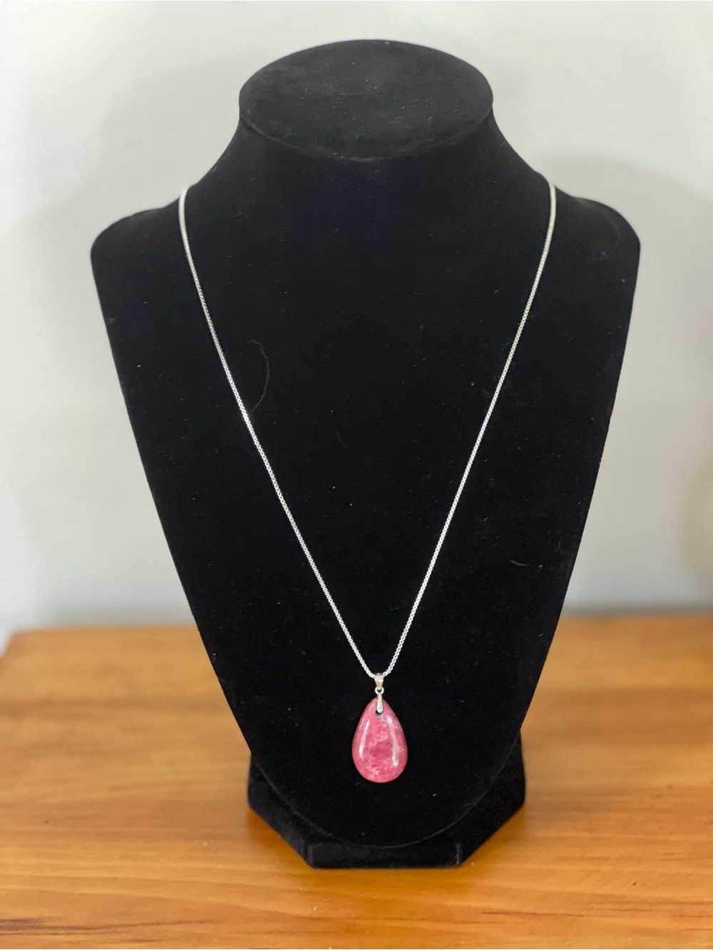 Genuine Russian Thulite Sterling Silver Necklace